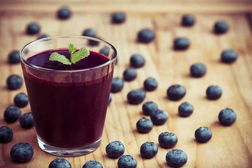 Glass of blueberry juice