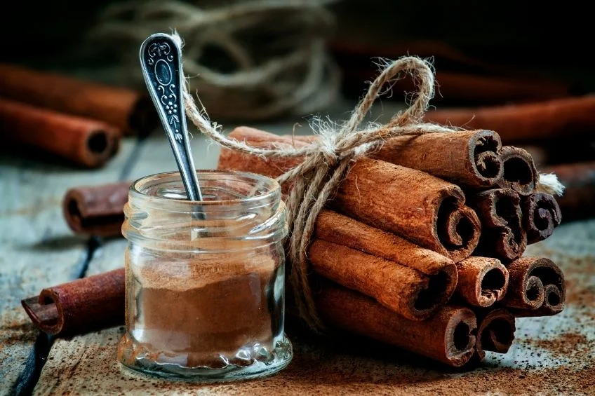 ground cinnamon and cinnamon sticks