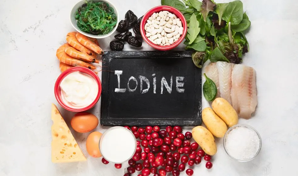 Healthy food contains iodine.