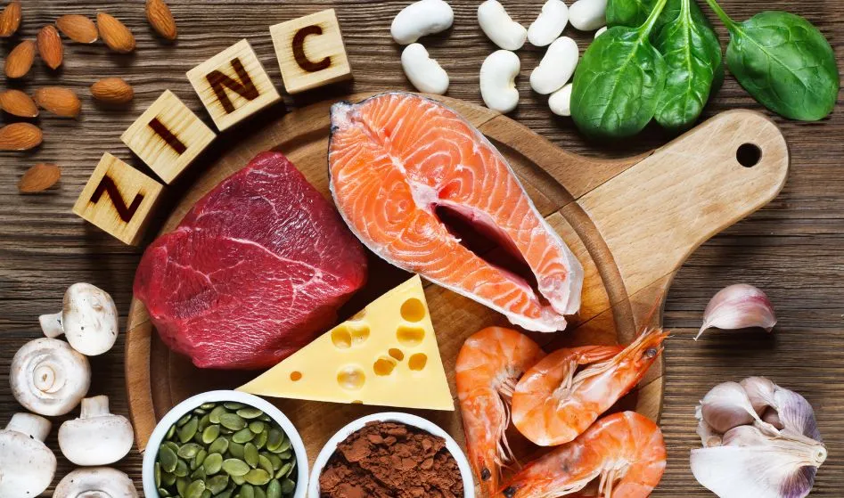Foods High in Zinc as salmon, seafood-shrimps, beef, yellow cheese,
