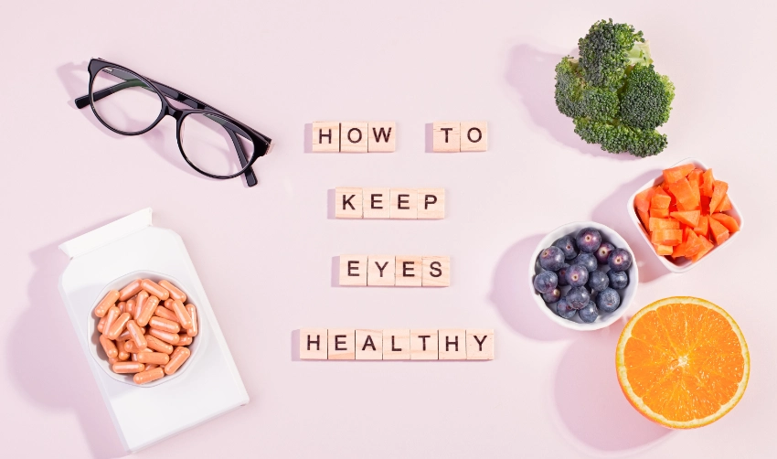 Vitamins and organic foods for eye health