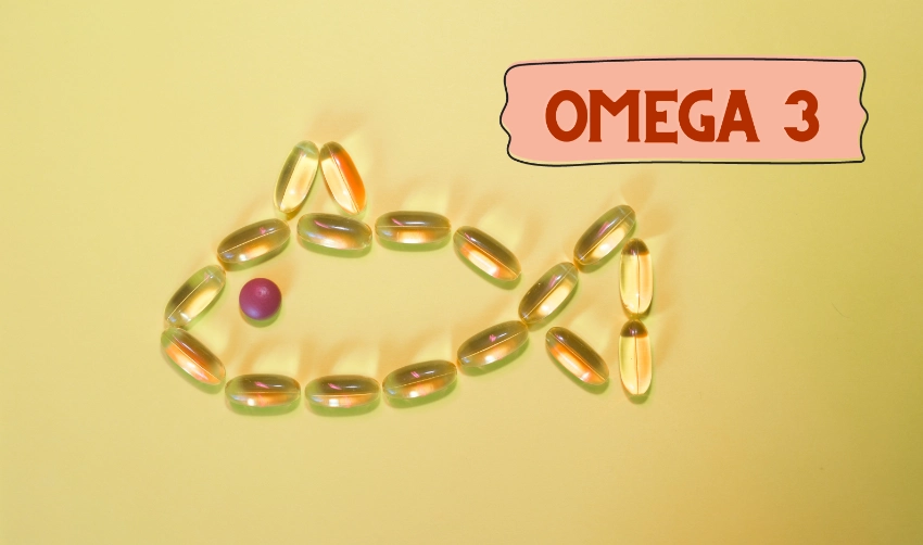 Omega3 softgel supplements arranged in fish shape